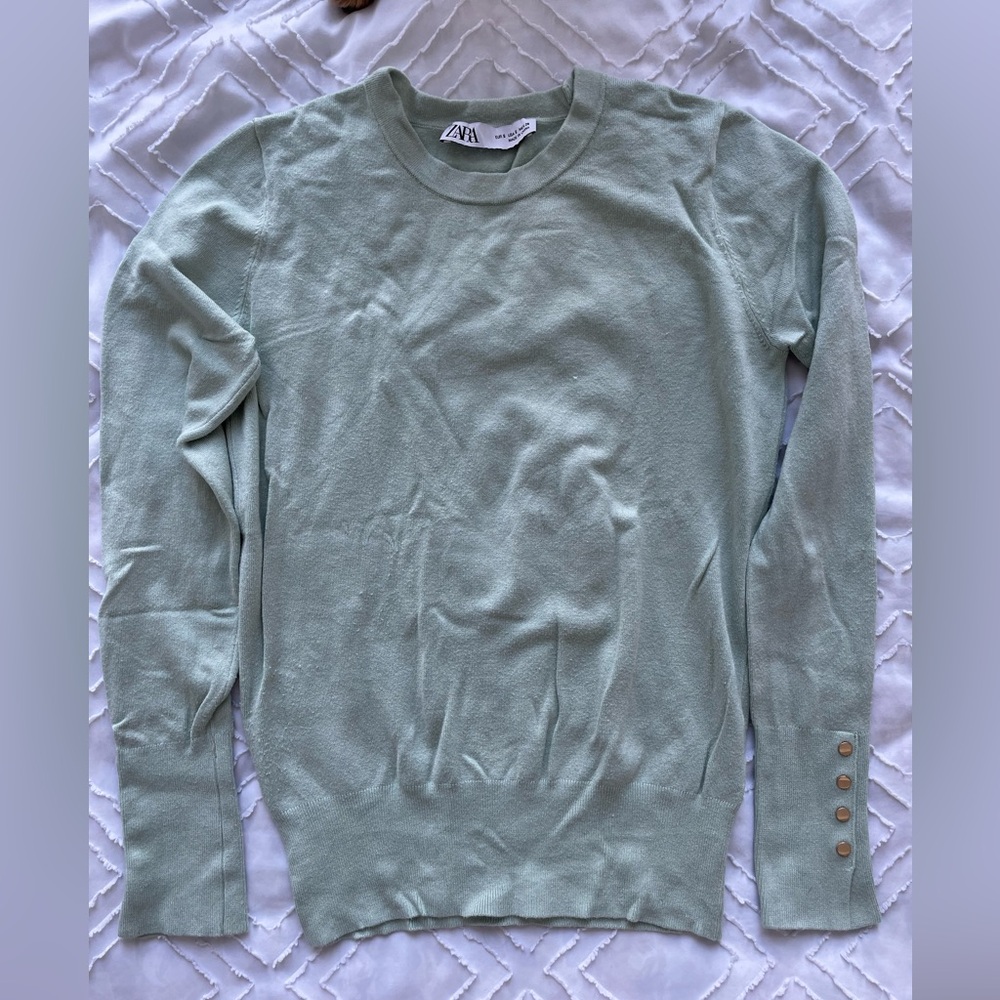 Zara BASIC KNIT SWEATER in color Mint | size: S